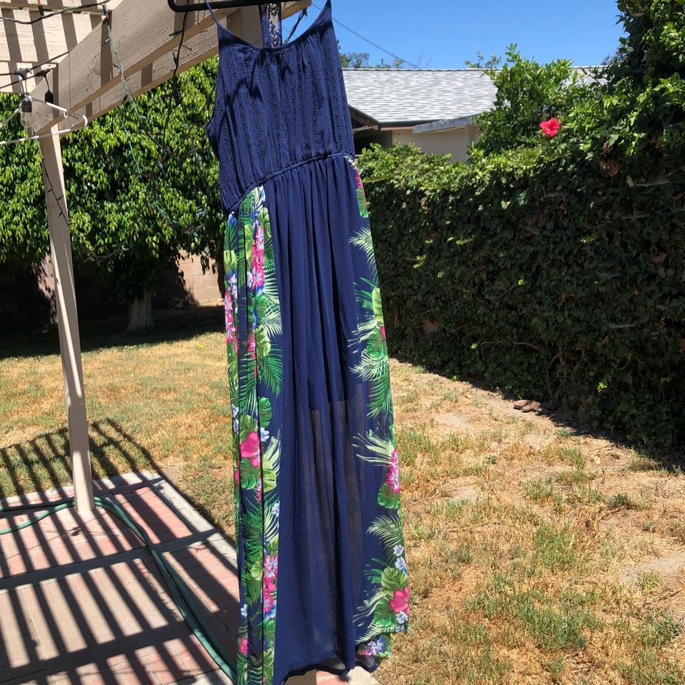 Blue Floral Paradise Maxi Dress